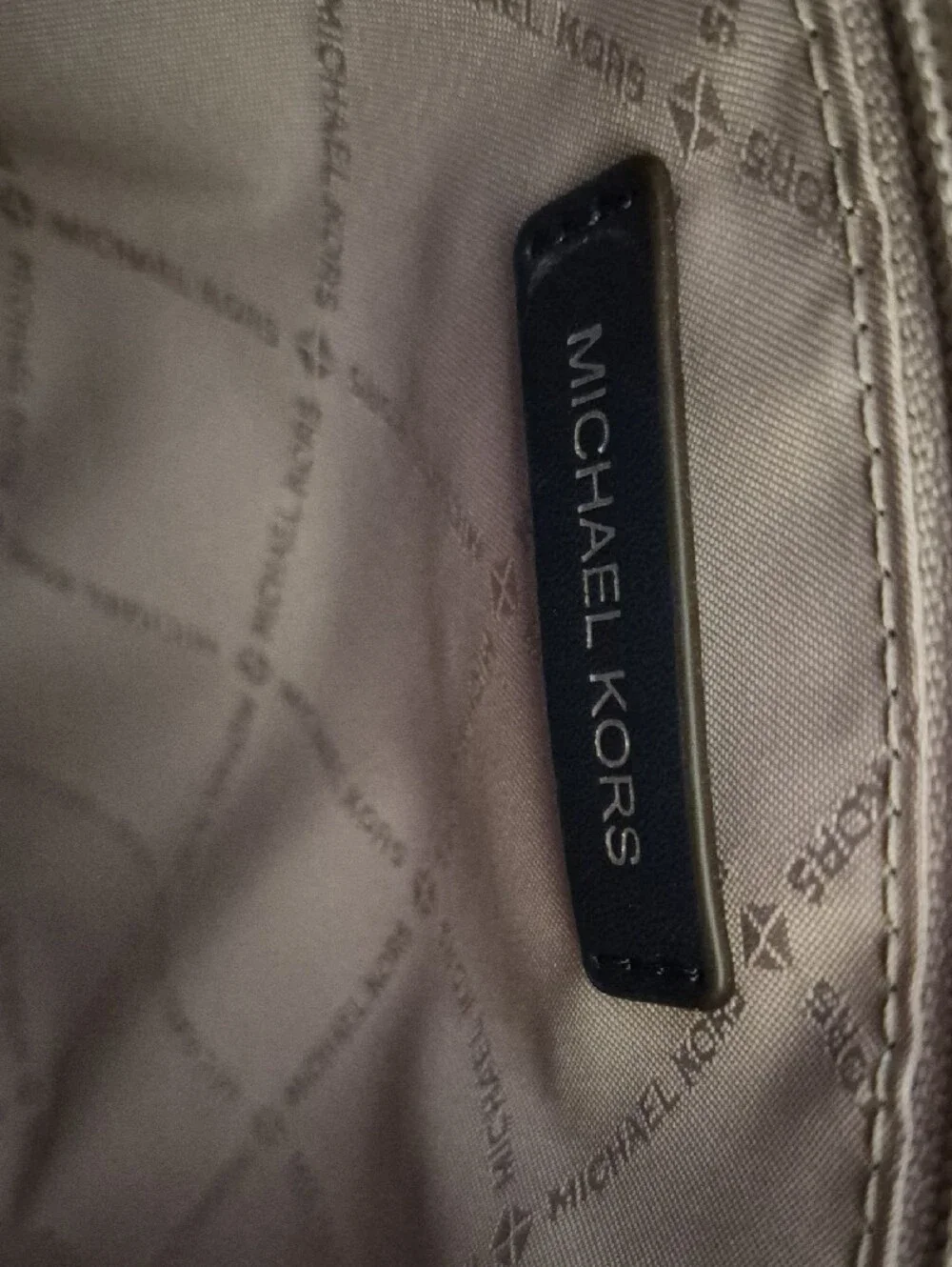 Michael Kors Vincent Navy and White Logo Stripe Tote